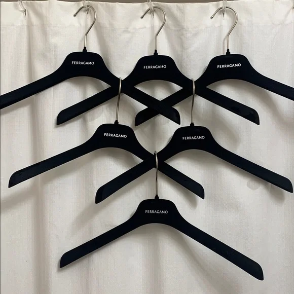 Salvatore Ferragamo Black Velvet Hangers Set of 6