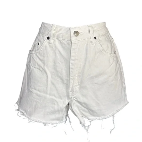 TOPSHOP women’s white denim cut off shorts sz 6 preloved in excellent condition