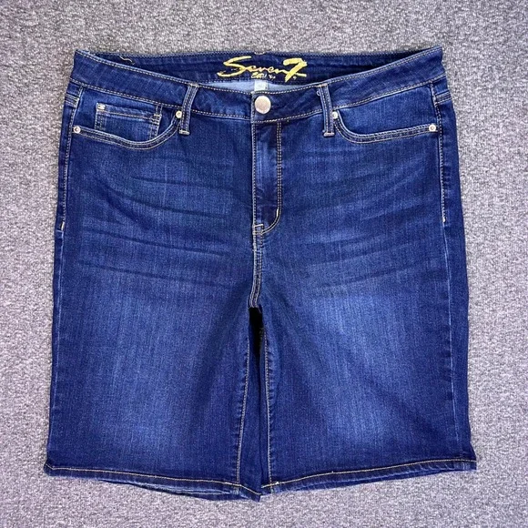 Seven7 Shorts Womens 16 Dark Blue Sunset Bermuda Casual Stretch Denim Fits36x10