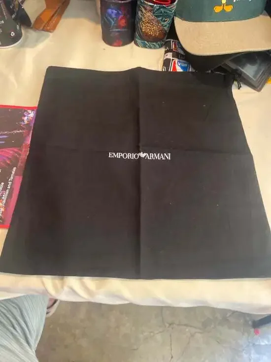 Emporio Armani Large Black Cloth Drawstring Dust Bag for Handbags or Shoes