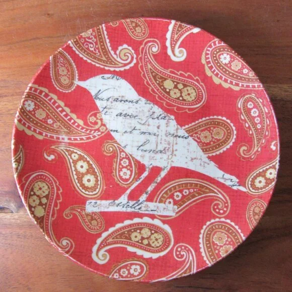 3 for $24 - pier 1 paisley bird red appetizer plate (W6357)