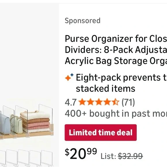 10 Acrylic shelf divider Organizer