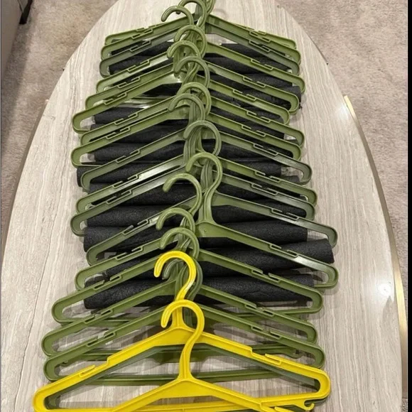 Set of Green and Yellow Heavy Duty Pant Hangers
