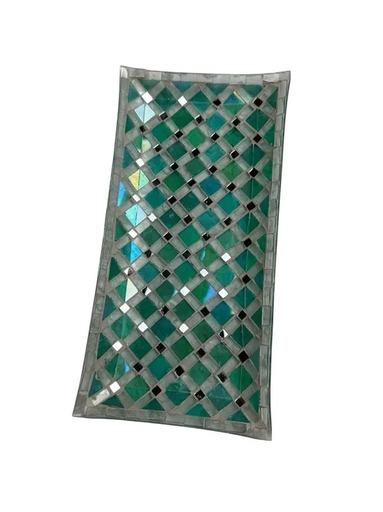 Pier 1 Green and Teal Mosaic Glass Wall Panel