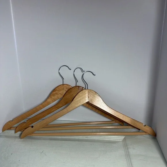 Lot of 3 Vintage Unbranded Wooden Hangers for Suits Jackets Pants Tops Dresses