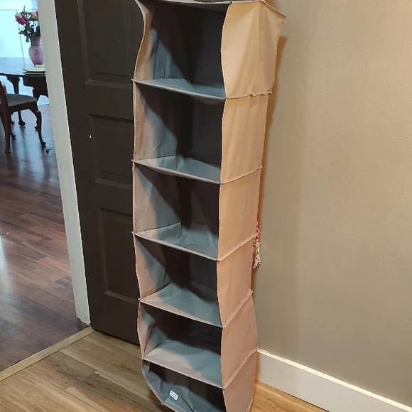 Hanging Closet Organizer in Tan and Gray