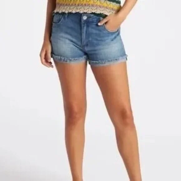 Sts Blue Women's Molly High Rise Boyfriend Frayed Hem Shorts Blue Size 3…