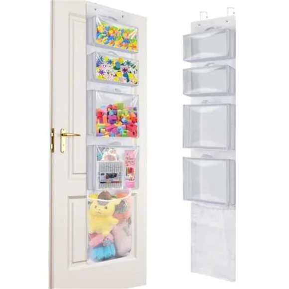 Over Door Organizer Hanging Toy Storage 4 Clear Pockets Kids Closet