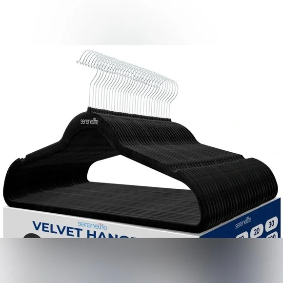 Set of 25 Black Velvet Hangers