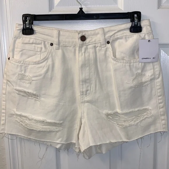 O'Neill Angus Bone Distressed Cutoff Shorts NWT Size 31 Coastal Beach