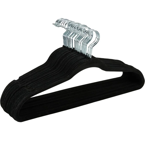 Black Velvet Hangers Set of 25