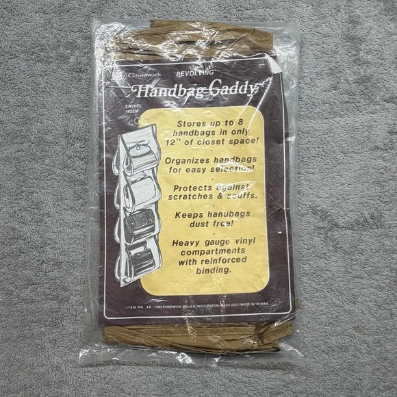 Vintage 1985 Chadwick Revolving Handbag Gaddy Closet Purse Organizer Tan New