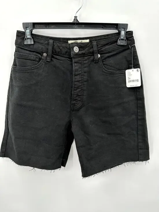 FREE PEOPLE NWT Black Denim Raw Hem Cut Off Shorts // 26