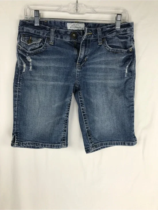 Aeropostale Women's Blue Washed Denim Bermuda Shorts
