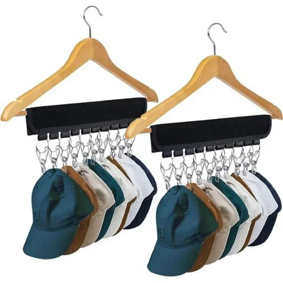 Hat rack organizer with clips closet hanger holder for baseball caps beanies