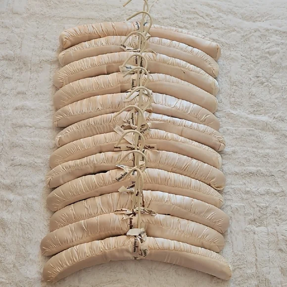 Neiman Marcus Satin Hangers in Cream with Gold Hooks