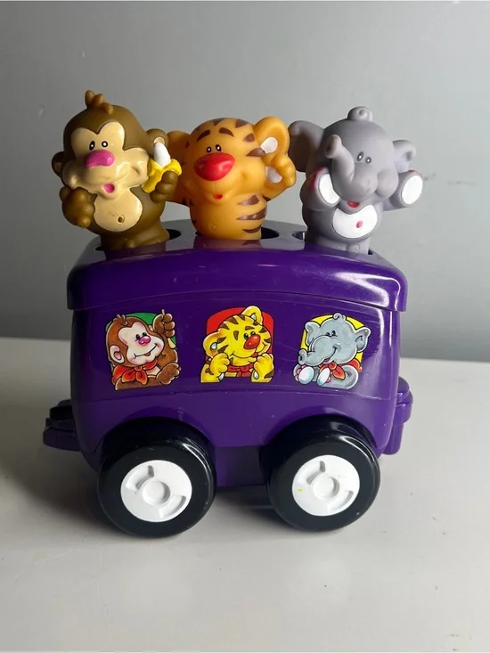 Little Tikes Purple Choo Zoo Train w/ Monkey, Tiger, & Elephant Figures - WORKS!