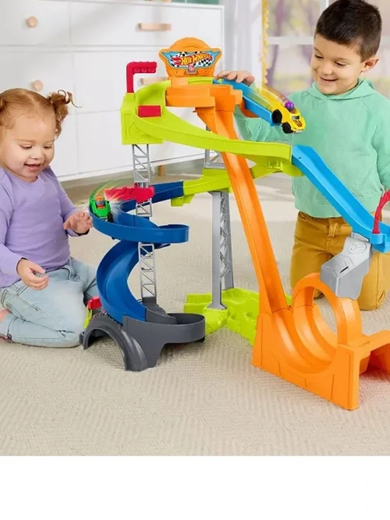 Fisher-Price Hotwheels Orange, Blue, Green Multi-Level Race Track Playset