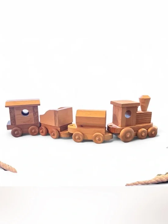 Handmade wooden train set with 4 pieces. #wooden #handmade
