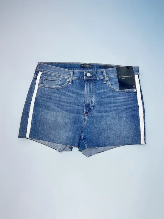 Banana Republic Raw Hem Distressed Jean Shorts Denim Stretch NWT