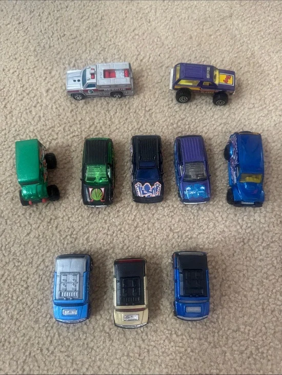 Colorful Kids Toy Car Set - Blue, Green, Purple, Silver, Gold