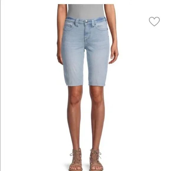 True Religion Riley Cut Off Bermuda Denim Long Jean Shorts Jort 27 4