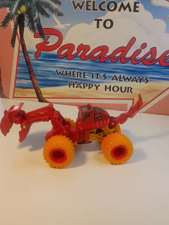 Monster Jam Dirt Squad Dugg Orange Tires Red Truck BKT Dino 1/64 Scale