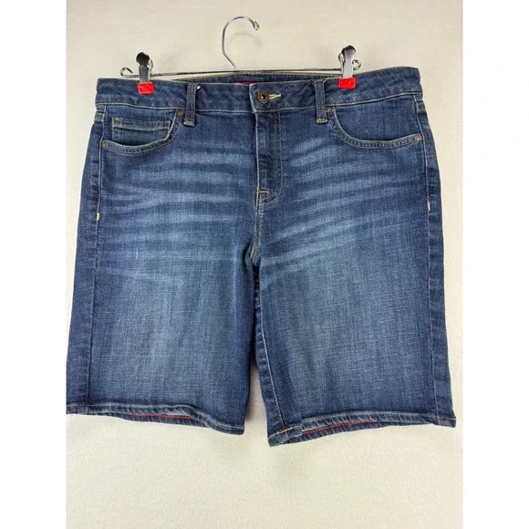 Tommy Hilfiger Womens Dark Wash Denim Bermuda Shorts Blue Size 12‎ 1292