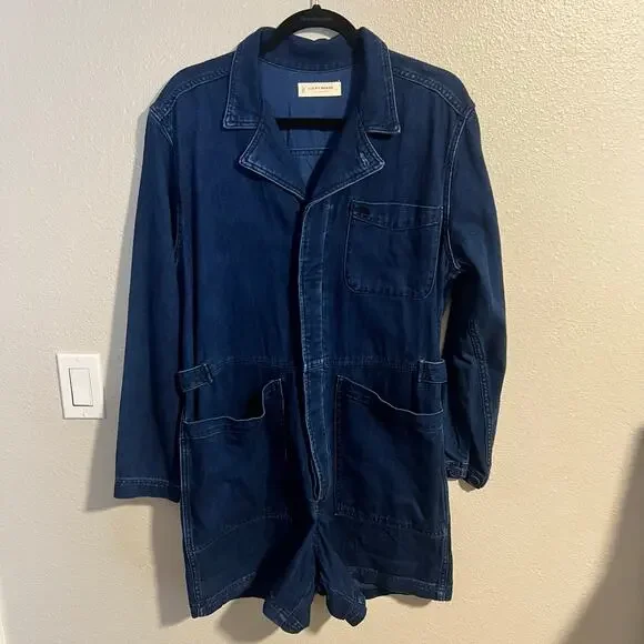 Lucky Brand Dark Blue Denim Short Jumpsuit