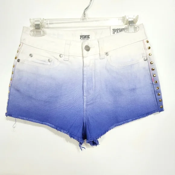 PINK Victoria's Secret | NWT Ombre Cheeky Cut Off Denim Shorts White Pur…