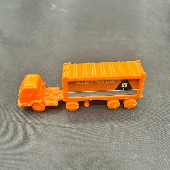 Vintage WG Allied Van Lines Orange Plastic Semi Truck Trailer Made USA Cereal