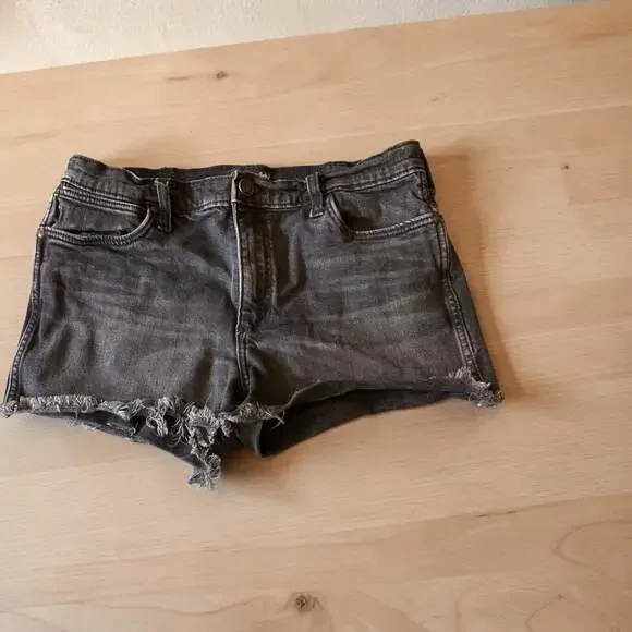Wrangler High-Rise Raw Hem Black Denim Cutoff Shorts