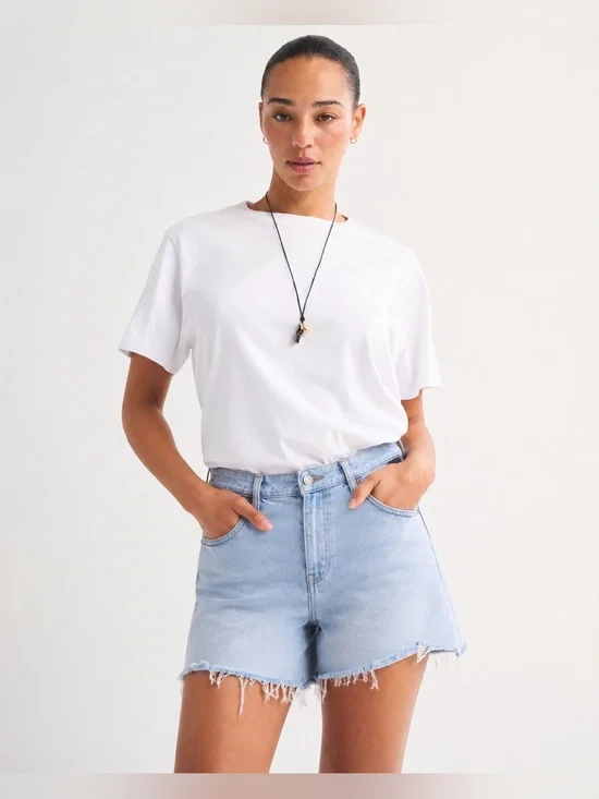 Abercrombie & Fitch AF Curve Love High Rise Dad Short  Denim Jean Shorts 652