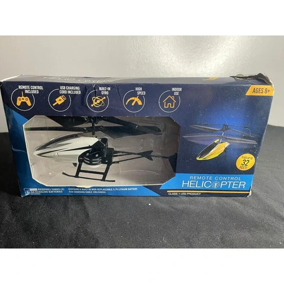 Well Played Toys Remote Control Helicopter White Black Built-in Gyro 24758 New