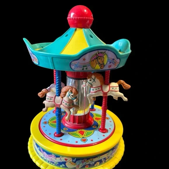 Vintage 1991 Redbox Wind Up Horse Carousel Plays Music And Spins 10.5