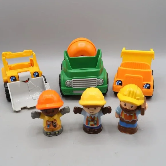 Fisher Price Little People Construction Lot  Dump Loader Cement Truck Figure lot