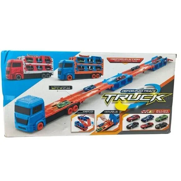 Car Transporter Truck Folding Track Racing Vehicles Deformed Track Truck 6 Cars