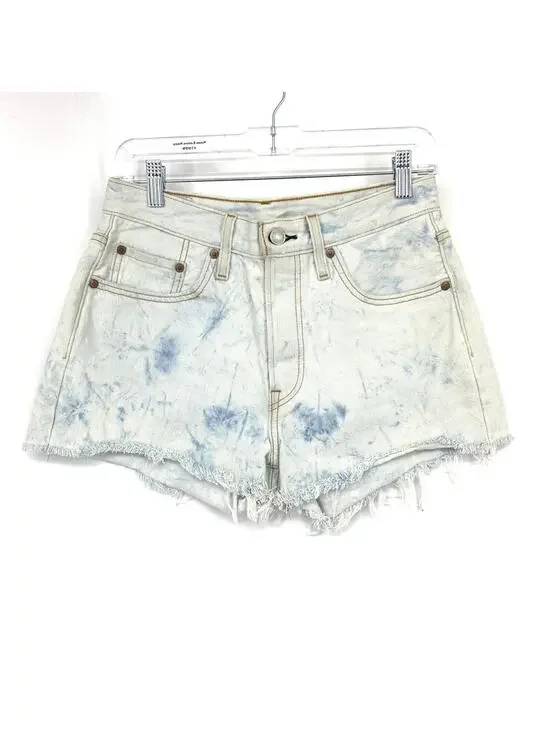 Levis 501 Cut Off Jean Shorts Womens Sz 29 Light Wash Tie Dye Denim