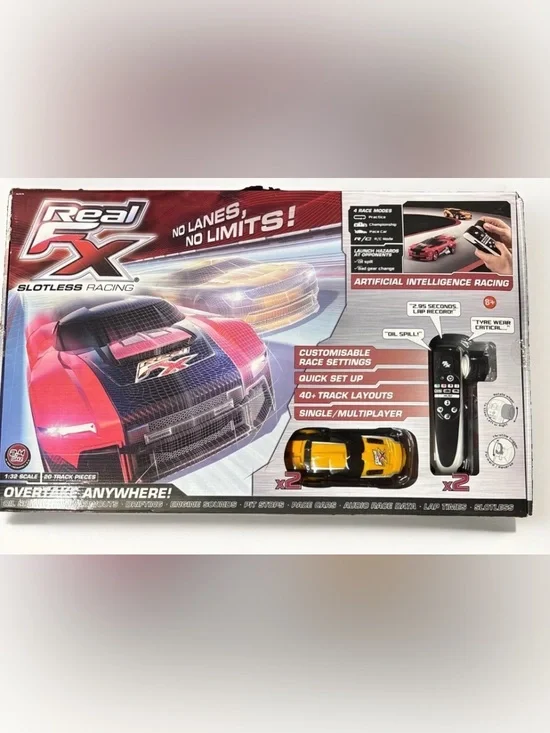 Real FX slotless racing Racetrack System Includes 2 Race Cars, Track