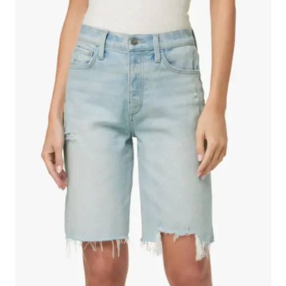 Joe’s Jeans The 90’s Bermuda Short Light Wash Distressed Raw Hem Size 25