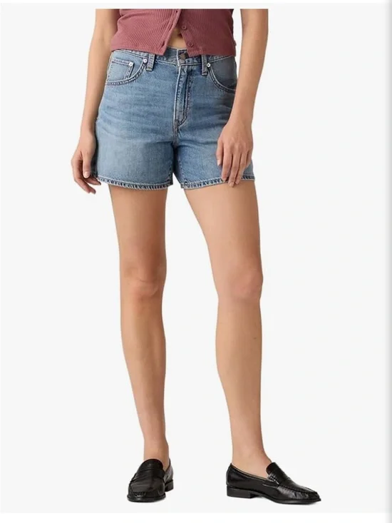 Levi's Cinch Waist Mid Thigh Denim Shorts - 26