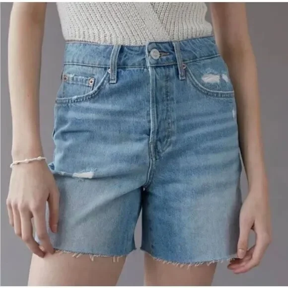 NWT Urban Outfitters BDG 90s Denim Shorts Long Inseam Distressed Cutoffs size 34