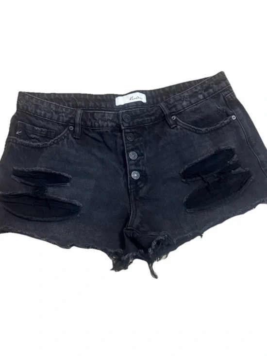 KanCan Women’s Black Denim Cutoff Shorts Size 29 High Rise Button Fly Festival