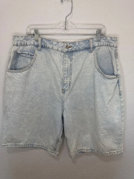 Never Fully Dressed Denim Scallop Pocket light blue‎ long Shorts women’s 14 y2k