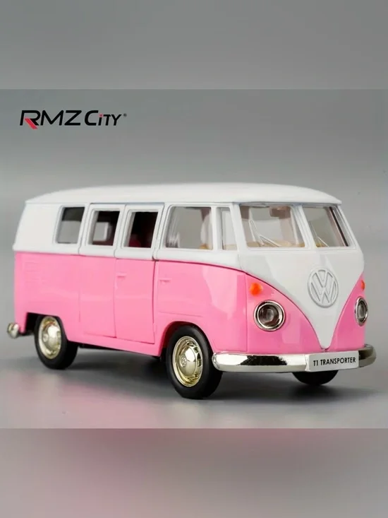 PINK Diecast Volkswagen T1 Transporter Samba Bus VW Bus RMZ Pull Back n GO NEW
