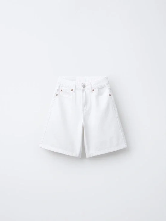 Zara White High-Rise Long Shorts
