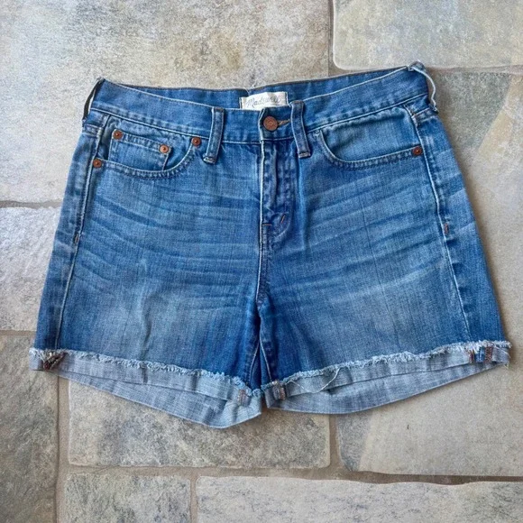 Madewell 2015 Denim Shorts‎ Size 26 High Rise Vintage Wash Stretch Blue Jean