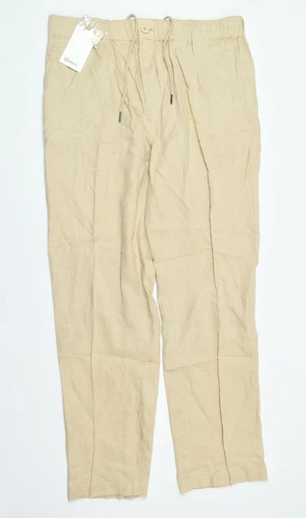 Quince European Linen Pants Womens Large Driftwood Khaki Relaxed Fit Drawstring