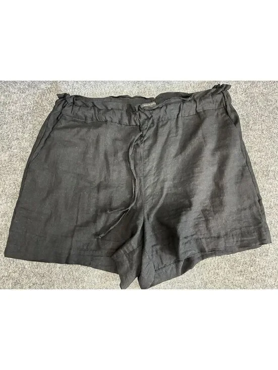 Womens Banana Republic Black Linen Shorts Size Large Tall Length
