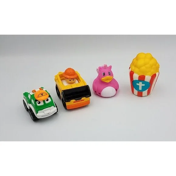 Mixed Lot 4 toys‎ bulldozer tow truck unicorn duck squish popcorn
